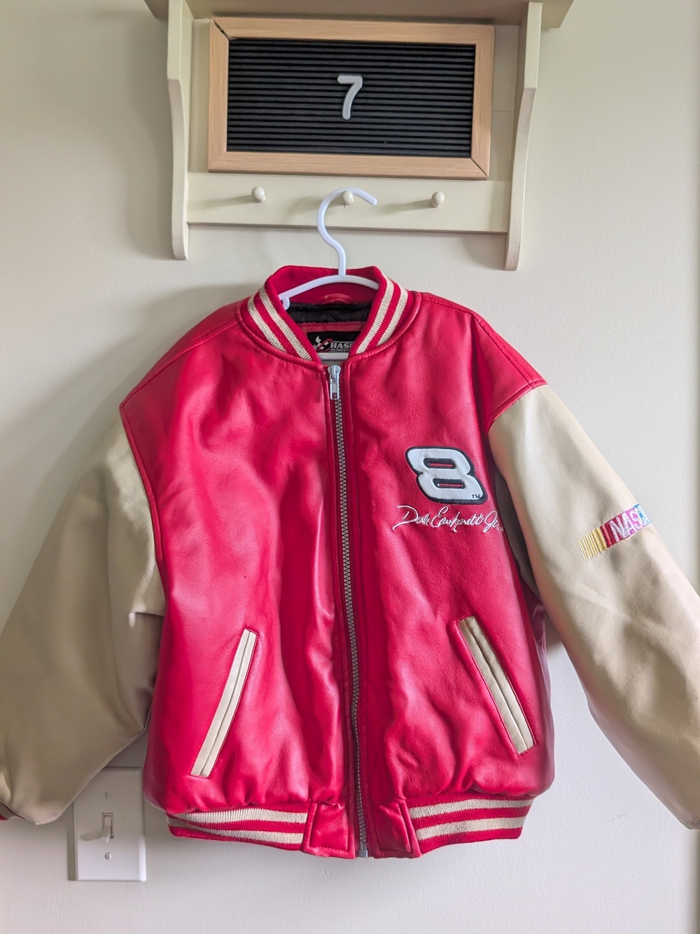Chase Authentics Red & Cream Kids Varsity Jacket with Number 8 Patch